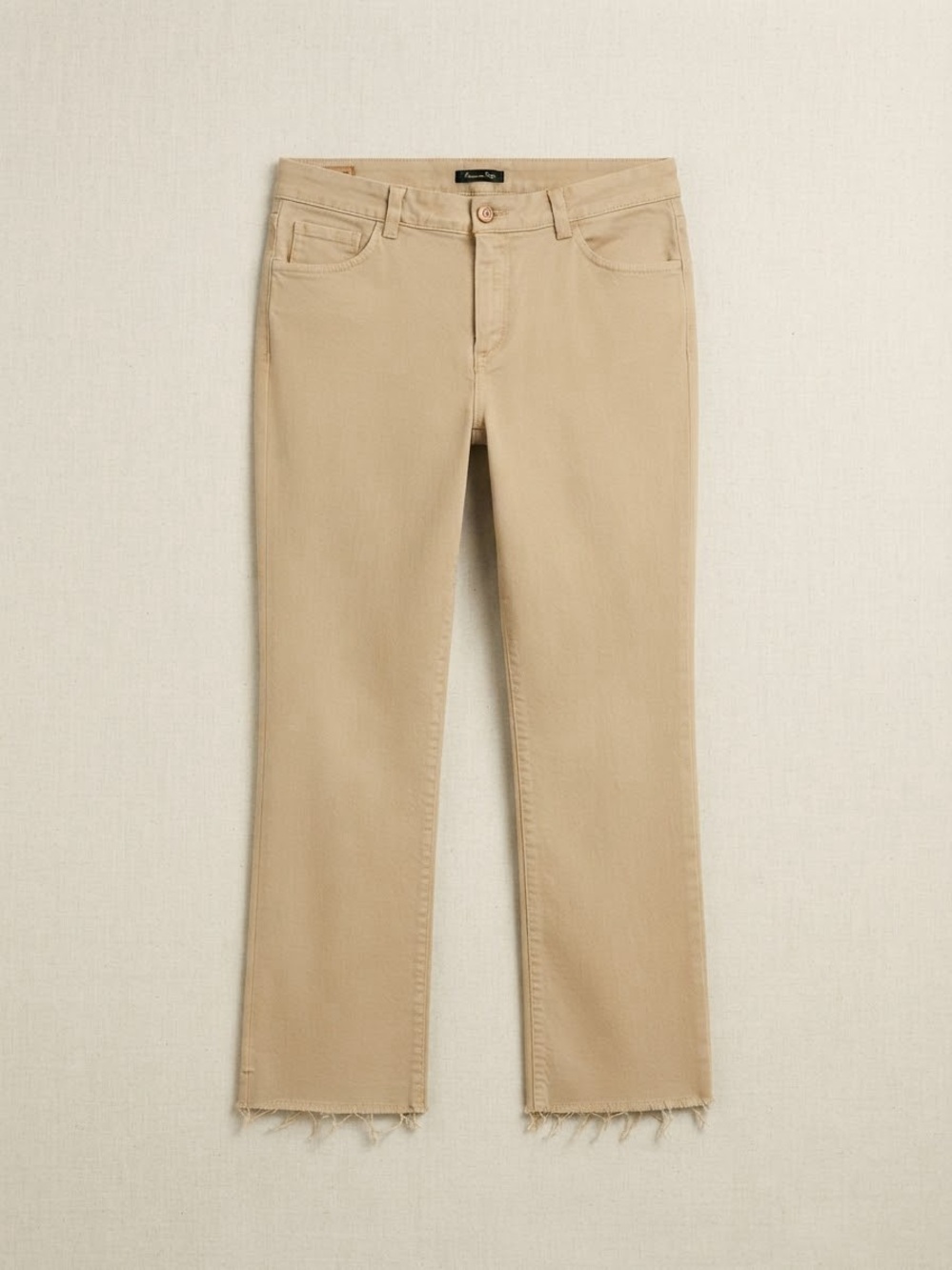 Massimo Dutti Beige Cropped Stretch Jean Pants